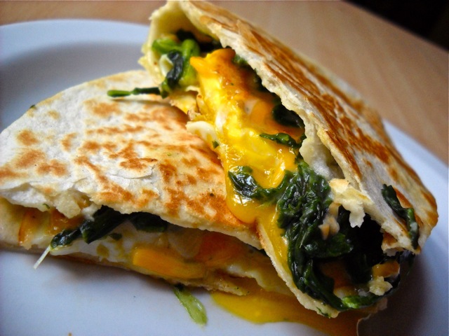 Eggs Florentine Quesadilla